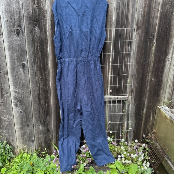 Rachel Comey blue linen shorts sleeve button up jumpsuit - Picture 5 of 8
